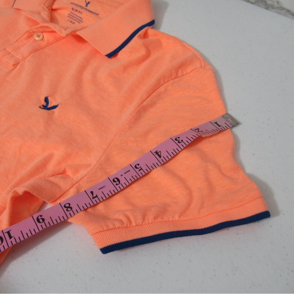 American Eagle Bright Orange Polo Shirt Size Large - Picture 7 of 12